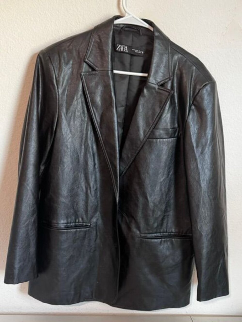 Zara Black Faux Leather Blazer